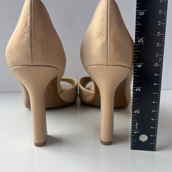 Naturalizer Open-Toe D'Orsay High Heels Gold Faux Leather Womens Size 10W - Picture 12 of 13